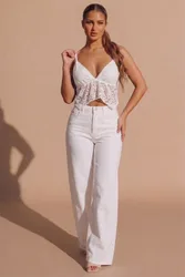 Womens Lace Handkerchief Hem Cami Top - Fynao - White - Size 10 Uk