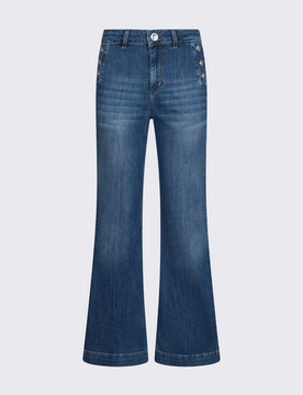 Jeans vita alta donna denim blu
