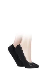 Pair Black Lacy and Plain Fashion Shoe Liners Ladies 4-8 Ladies - - Black - Size: Small