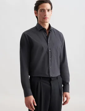 Regular Flanellhemd Uni Grau 48 - Seidensticker.com - FashionsVida