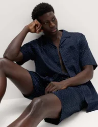 Pure Cotton Polka Dot Pyjama Set Navy male