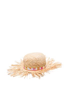 Round Straw Hat with Elegant Ribbon Band