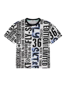 T-shirt bianca con stampa scritte nere a maniche corte - Melby - FashionsVida