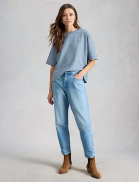 Pure Cotton Striped T-Shirt Blue Mix female - White stuff - FashionsVida