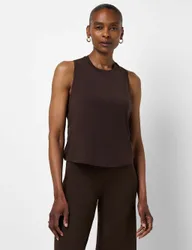 Soft Flow Studio Twist Back Yoga Vest Top Dark Brown female