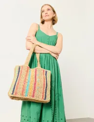 Straw Striped Tote Bag Multi female