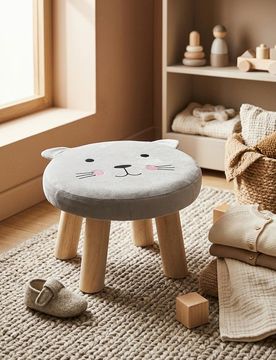 Sgabello con motivo gatto - grigio chiaro