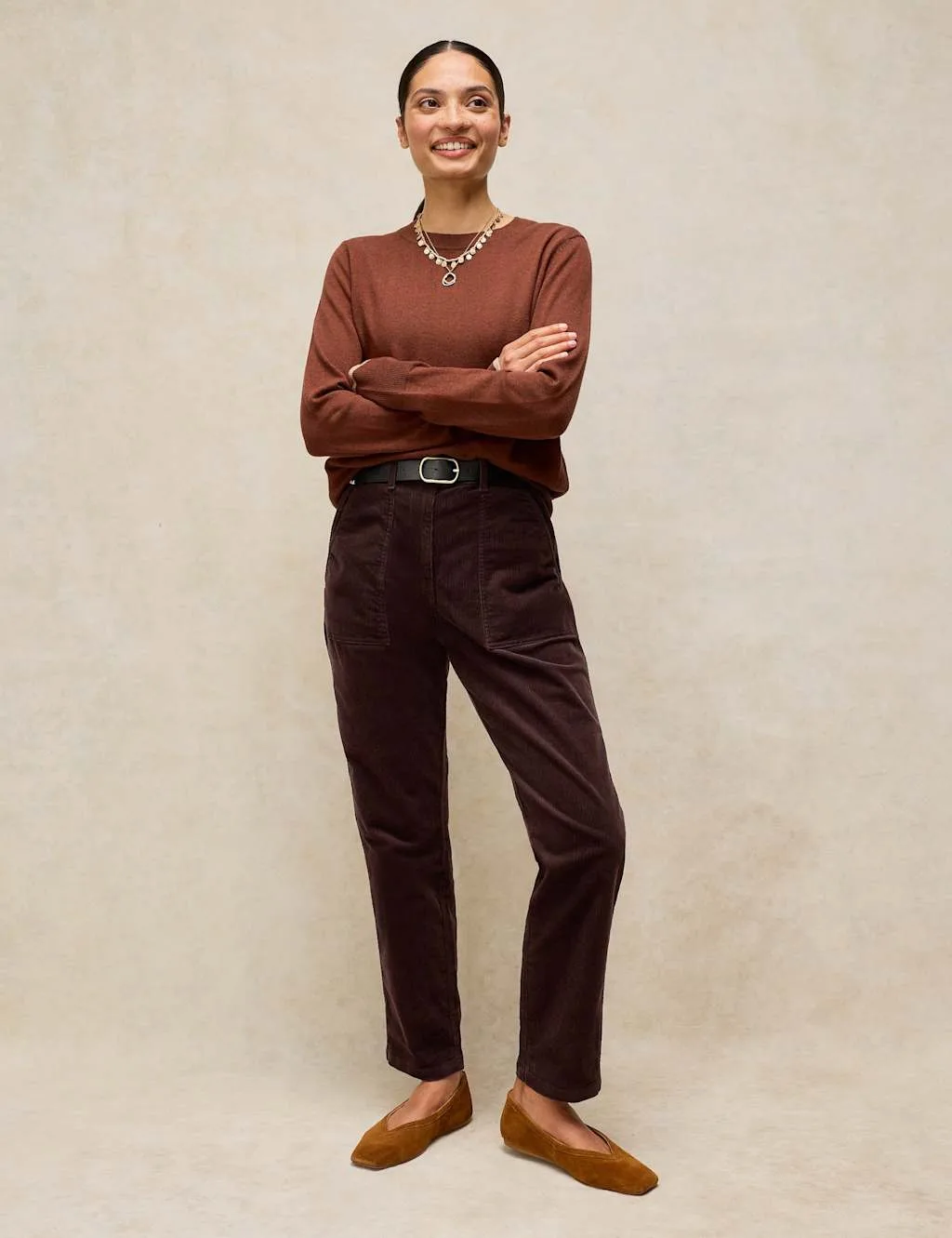 Cord Tapered Trousers Brown female - White stuff - FashionsVida