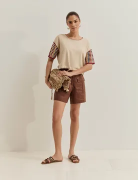 Camiseta de mujer con mangas de punto - Lion of Porches - FashionsVida