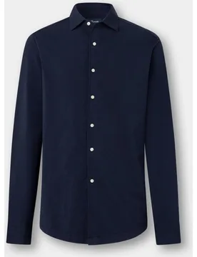 Camisa de hombre de jersey de elástico en algodón con cuello abierto y ajuste Club fit - FACONNABLE - FashionsVida