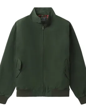 Mens Made In England Waxed Night Green Harrington Jacket - Dark Green Cotton - Size 2xl - Fred perry - FashionsVida