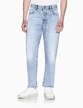 Jeans tapered-fit Exchange bleached wash in cotone elasticizzato - Armani - FashionsVida