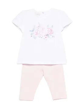 Completo t-shirt e leggins Liu Jo bianco e rosa in cotone stretch - Liujo - FashionsVida