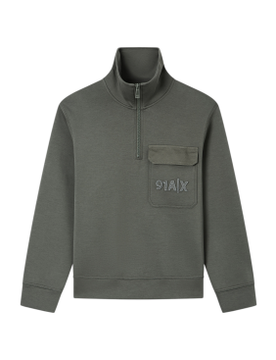 Para hombre. XM002062AF10818U8097 Sudadera con media cremallera (XS), Casual, Verde, Algodón, Manga larga