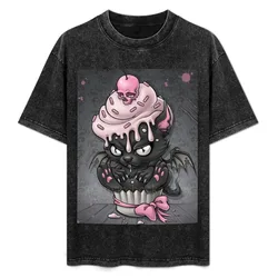 Goth Kitty in Cupcake T-Shirt Basic All Season Solid T-Shirt