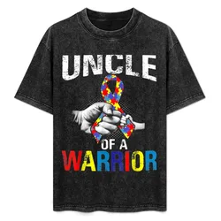 Uncle Of A Warrior Autism Awareness T-Shirt Functional Casual Short Sleeve Tee