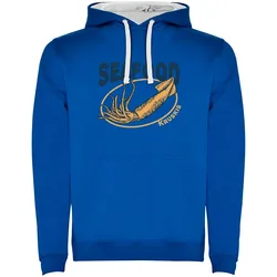 Seafood Squid Two-colour Hoodie Royal Blue / White 2XL Men,Women