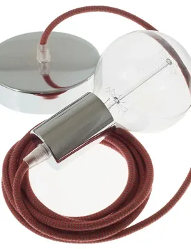 Cables Suspension Luminaire Rz28 Zigzag 1 M Fire Red / Grey / Chrome Plated One Size - Creative - FashionsVida
