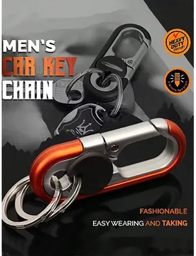 Llavero de anillo doble de aleación premium, llavero de negocios, llavero de moda para hombres, llavero de metal, llavero con forma de coche, adecuad - Shein - FashionsVida