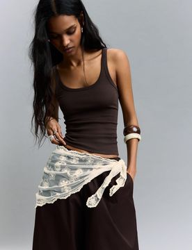 Bershka Foulard Brodé Femme Écru