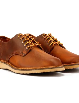 Shoes Weekender Oxford Rough & Tough Leather Mens Copper Lace-Up - Brown - Size Uk 8.5 - Red Wing - FashionsVida