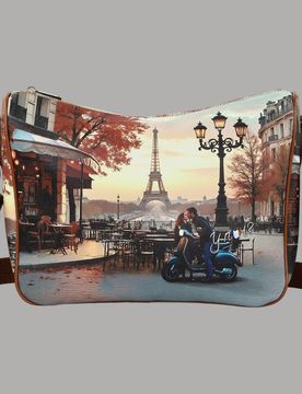 Borsa tracolla KISSES FROM PARIS cuoio chiusura zip tasche interne