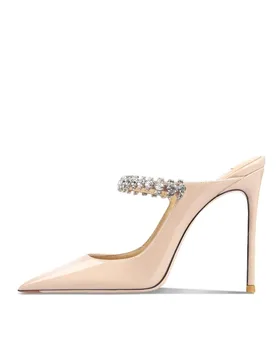 Women's Patent Leather Rhinestone Stiletto Heels Mules Pointed Toe Backless Sandals Elegant Wedding Party Pumps OL Office Shoes - Aliexpress - FashionsVida