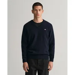 Pull à Col En V Superfine Lambswool Marine S