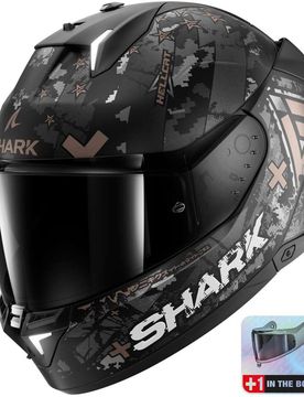 Casco Moto Integrale Con Led SKWAL i3 HELLCAT Mat Nero taglia S