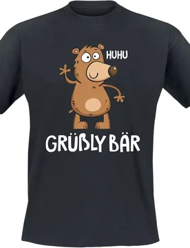 T-Shirt - Grüßly Bär - S bis L - für Männer - Größe M - schwarz - Männer - male - Tierisch - FashionsVida