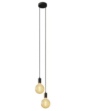 Cables Suspension Luminaire Multiple 2 Falls With Light Bulb Black One Size - Creative - FashionsVida