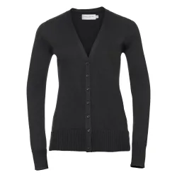 Collection Ladies/womens V-Neck Knitted Cardigan (Black) - Size Medium
