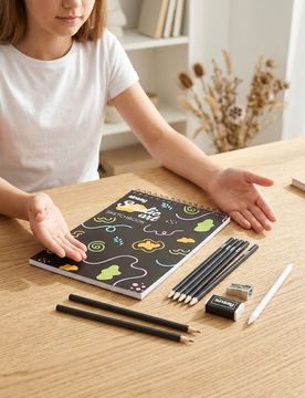 Blocco da disegno con accessori 12 pack - nero