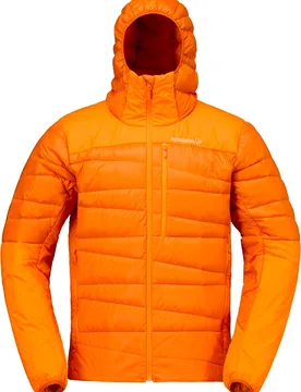 Norrona - Doudoune en duvet d'oie - Falketind Down750 Zip Hood M Gold Flame en Tissu Technique - Taille L - Orange - Norröna - FashionsVida