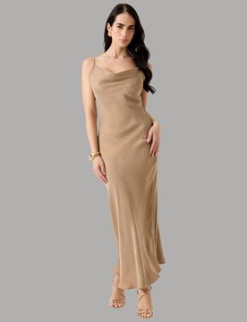 Vestito Midi Satin Slim AKILINA, Eleganza Senza Maniche