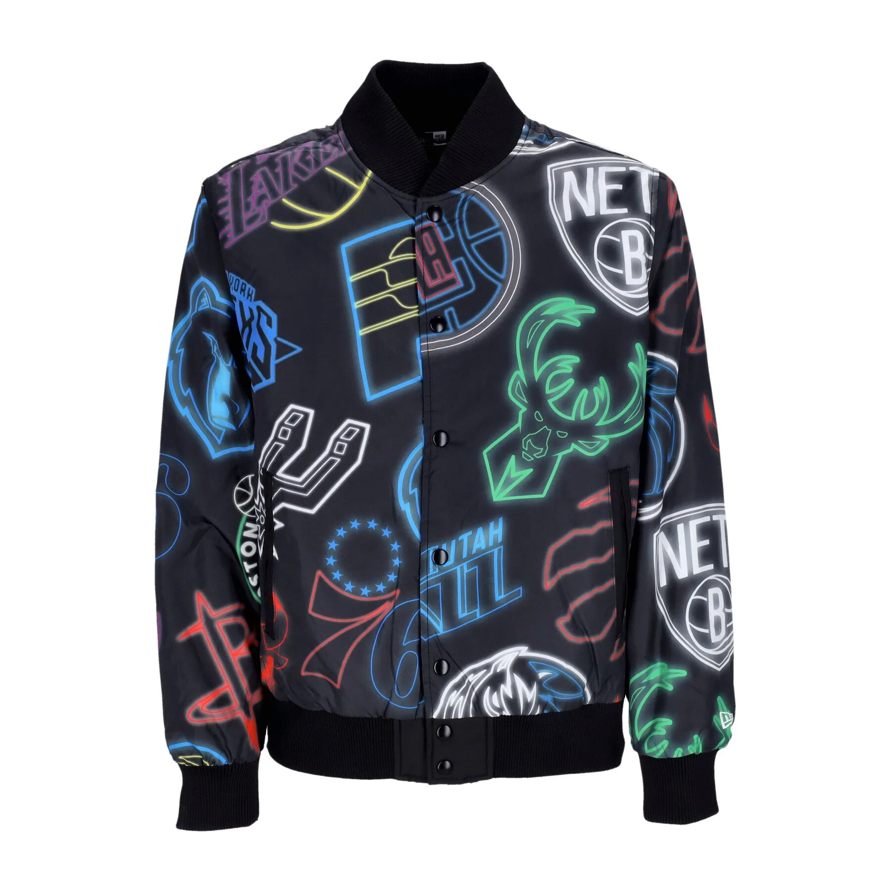 Giubbotto Bomber Uomo Nba All Over Print Bomber Black/multi - New era - FashionsVida