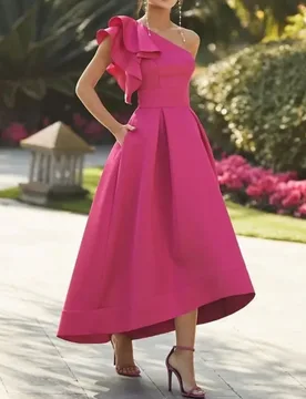 Hot Fuchsia Cocktail Party Dresses 2026 Asymmetrical Sleeveless One Shoulder Ruffles Homecoming Prom Gown Robe De Soirée - Aliexpress - FashionsVida