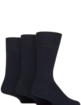 Mens 3 Pair Plain Comfort Cuff Socks Navy 7-11 - Blue - Size: 7-11 Mens - Glenmuir - FashionsVida