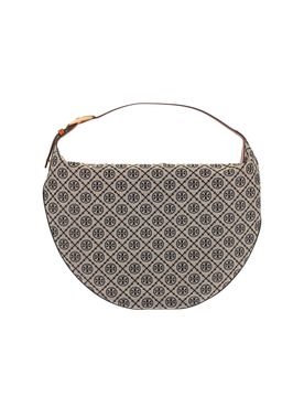 Textured Fabric Crossbody Bag with Leather Trim