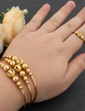 African Gold Color Jewelry Set for Women Beads Design New Bangle and Ring Dubai Weddings Bride Jewelry Set Accessories Gifts - Aliexpress - FashionsVida
