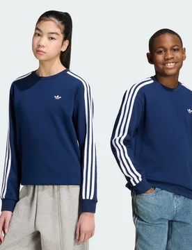 Felpa 3-STRIPES LOOSE CREW 7-8A Night Indigo - Adidas - FashionsVida