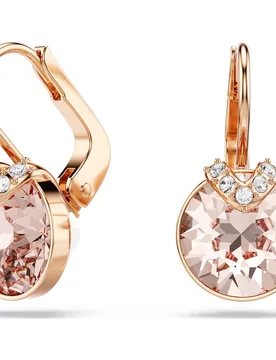 Orecchini pendenti Bella V, Taglio Round, Tono dorato, Finitura oro rosa 18K OS - Swarovski - FashionsVida