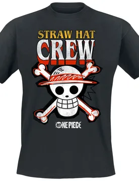 Anime T-Shirt - Strawhat Pirates Logo - S bis XXL - für Männer - Größe S - schwarz - Lizenzierter Fanartikel - Männer - male - one piece - FashionsVida