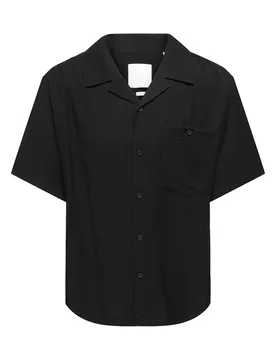 Cuban Collar Shirt Black male - ONLY & SONS - FashionsVida