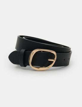 Cintura in similpelle con fibbia decorativa - nero