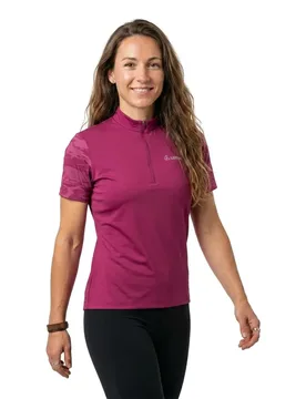 Maglia A Maniche Corte Luna Half Zip Bordeaux - Loeffler - FashionsVida