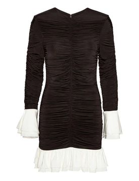 Vestito con dettagli increspati in marrone