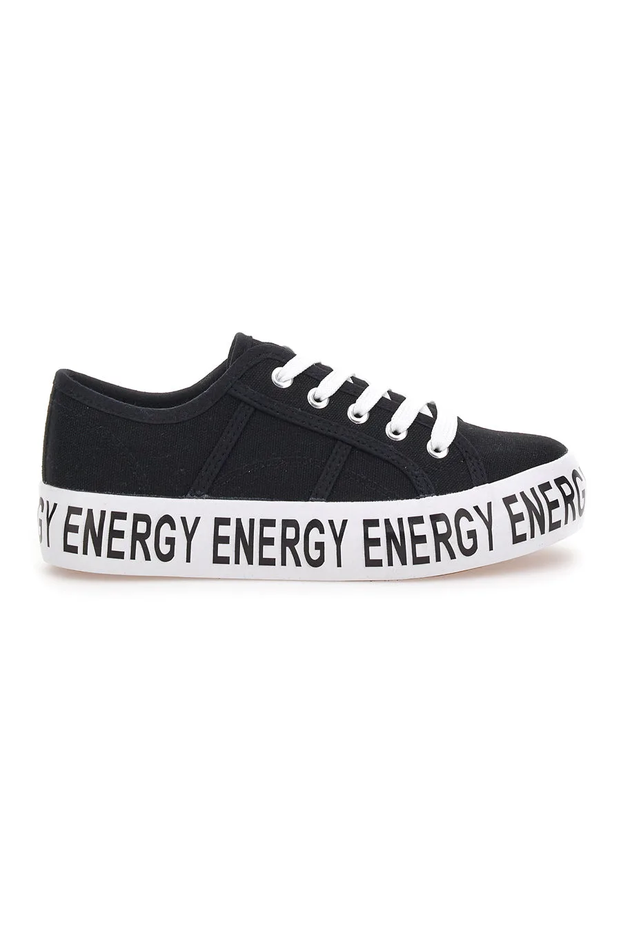 Sneakers flatform in tela nera 116 36 - Energy - FashionsVida