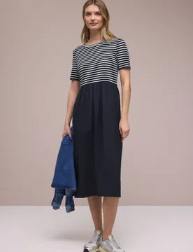 Midi-Kleid mit Strukturmix female Blau - Street One - FashionsVida