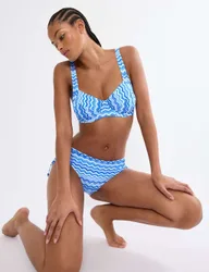 Zig Zag Ruched Bikini Bottoms Light Blue female